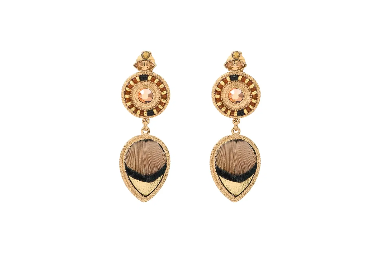 Eccentric Feather and Bead Leaver Earrings, €160, Satellite