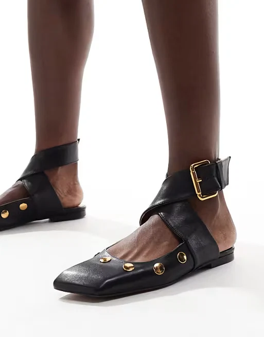 ASOS Design Premium Leather Ballet Flats, €94.99