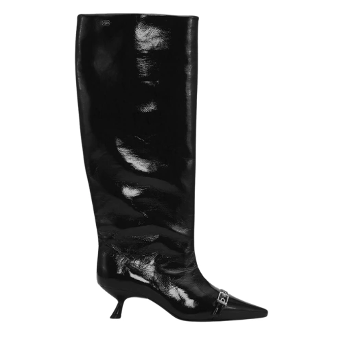 Black Eyelets Slouchy High Shaft Boots, €495, Ganni