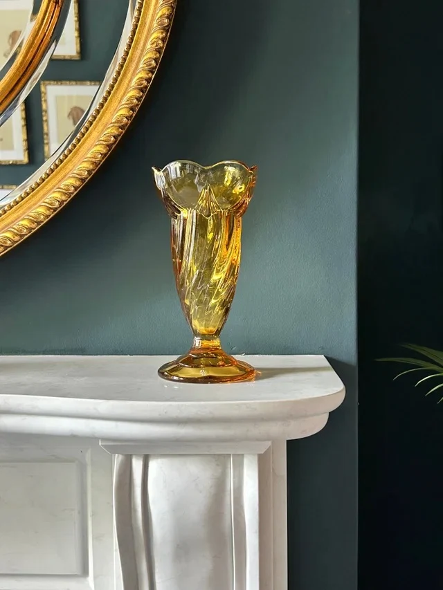 Vintage Sowerby amber glass Art Deco style vase - 1950s,€32, House of Klax Interiors 