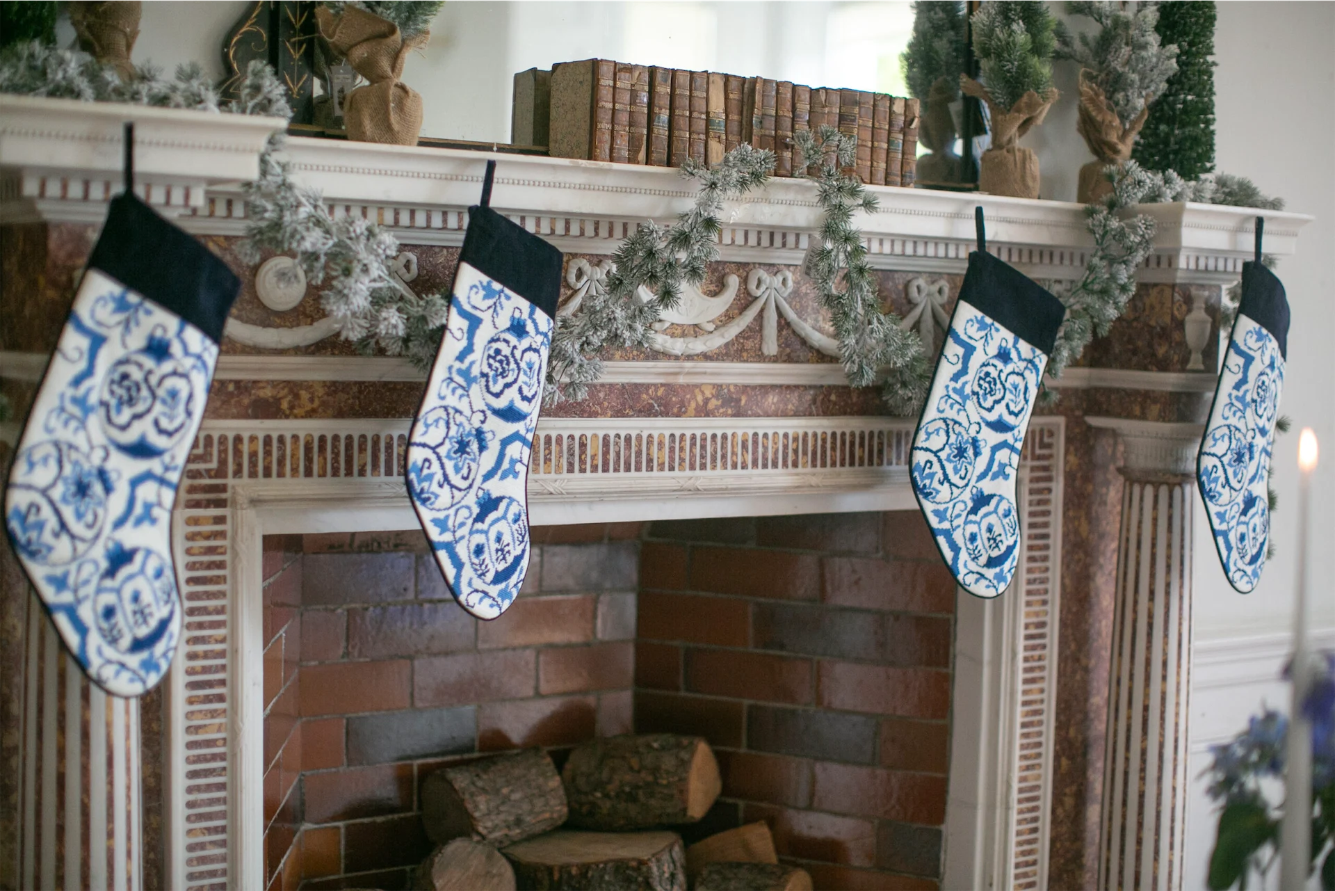 Chinoiserie Flowers Embroidered Needlepoint Stocking, €64.50