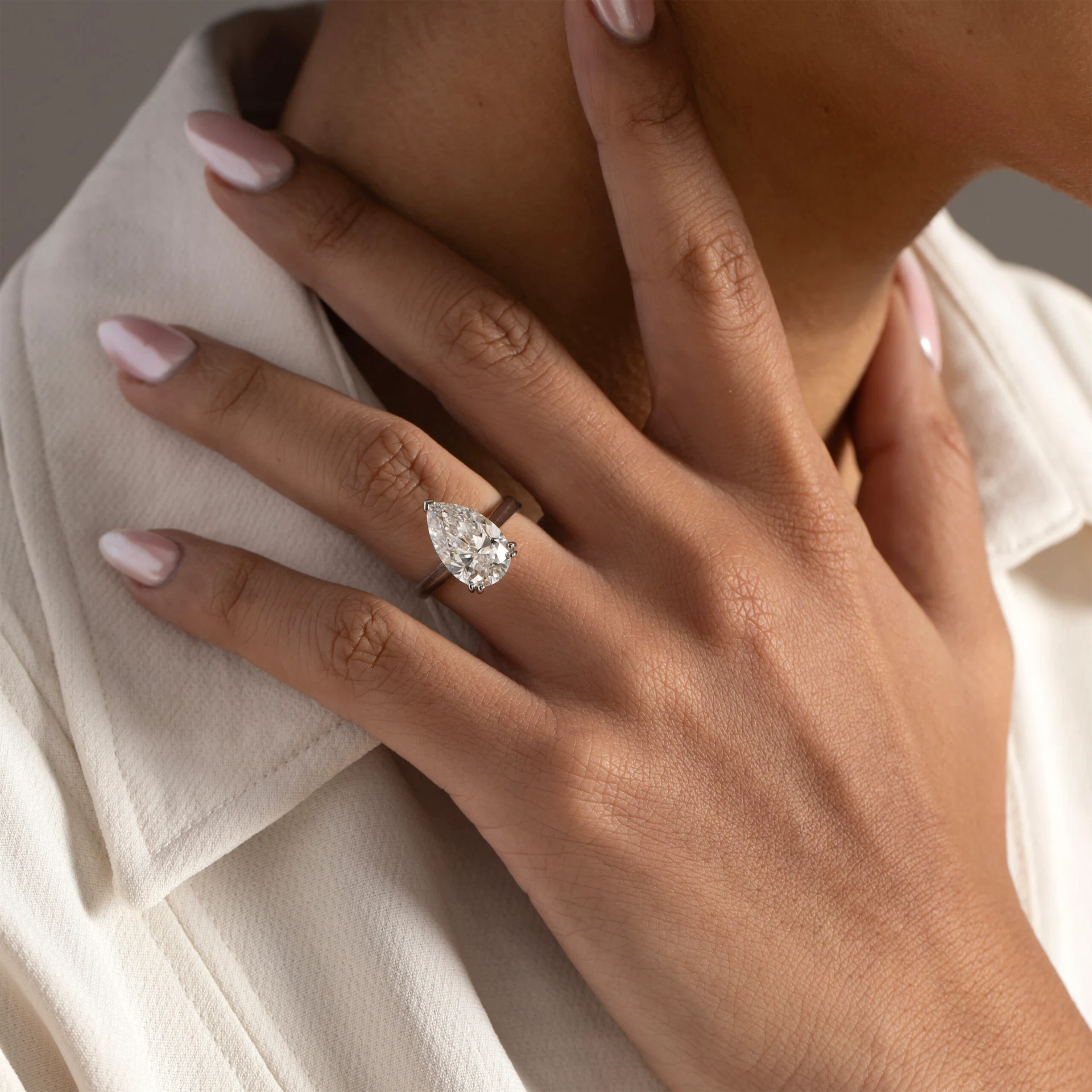 Positano Pear Cut Solitaire Lab Diamond Set in Platinum 5.00ct, €7,200