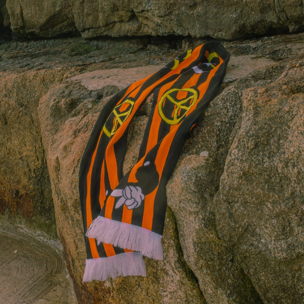 Seeking Judy Orange Striped Scarf, €30