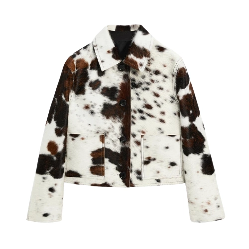 Short Animal Print Hair-On Leather Jacket, €999, Massimo Dutti