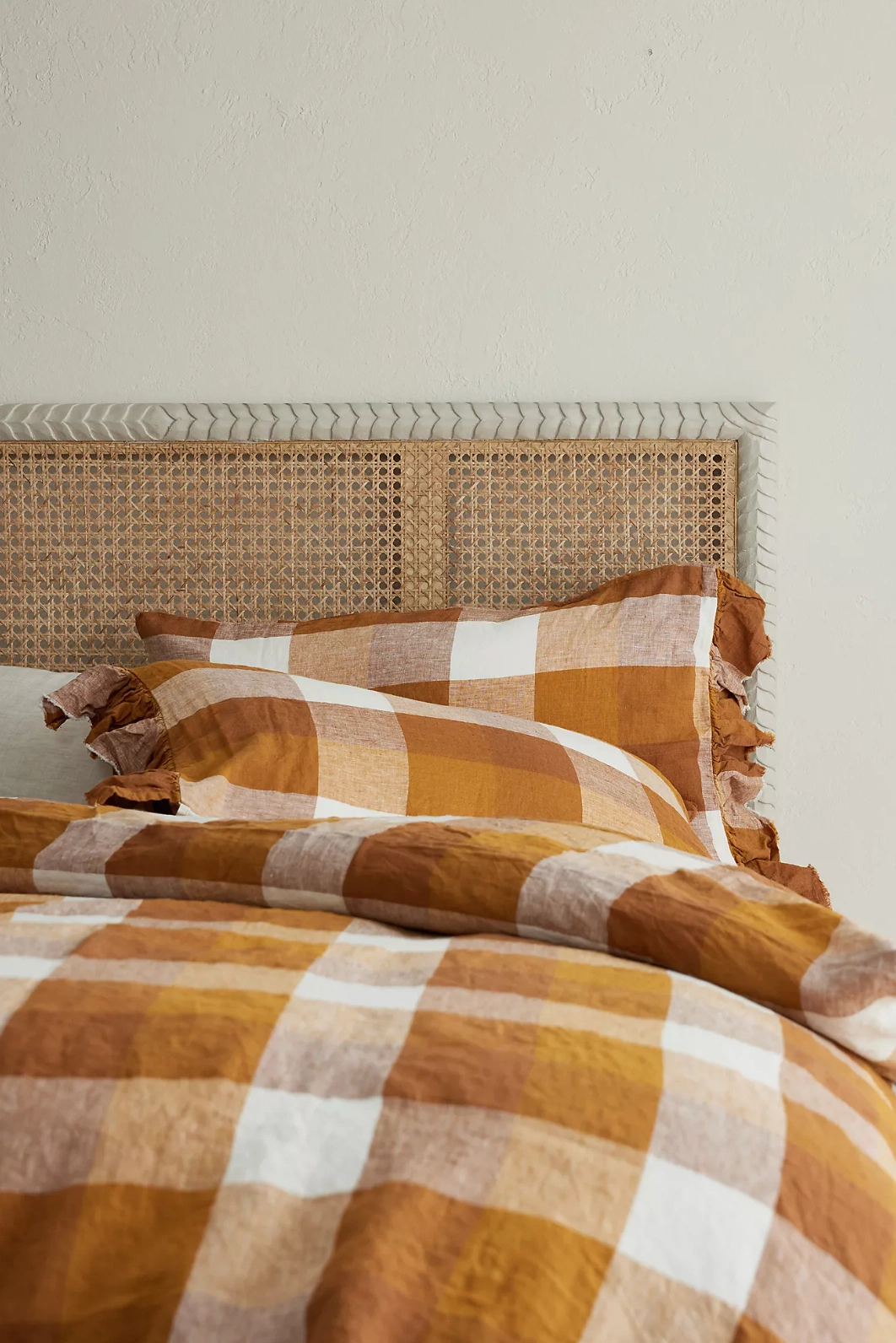 Linen Biscuit Check Duvet Cover, from €235, Anthropologie