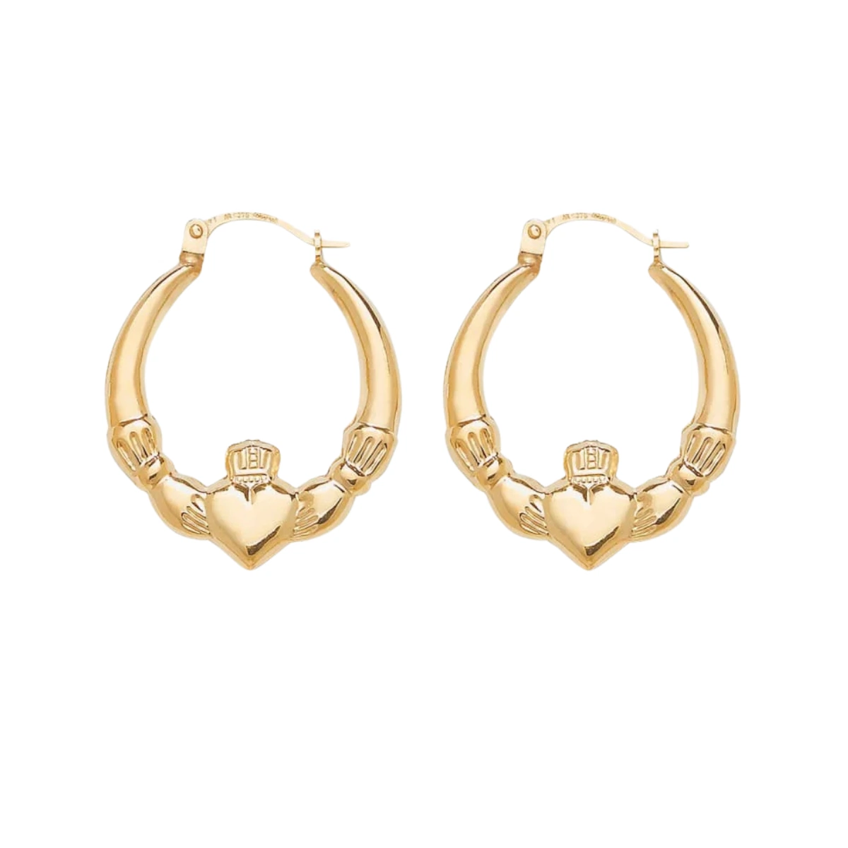 Gear Jewellers 9ct Gold Claddagh Hoop Earrings, €110