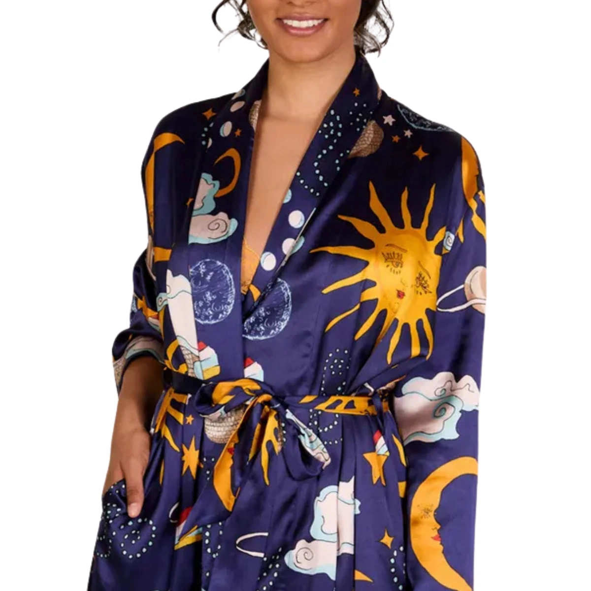 Navy Disco Space Satin Dressing Gown, €59.95