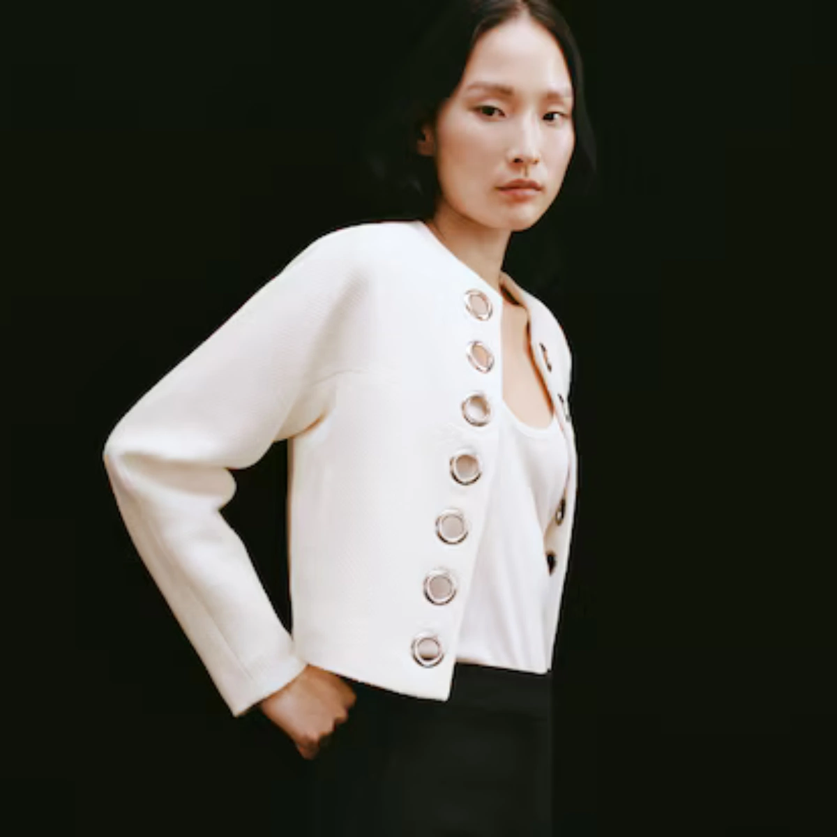 Cotton Jacket with Die-Cut Trim, €99.99