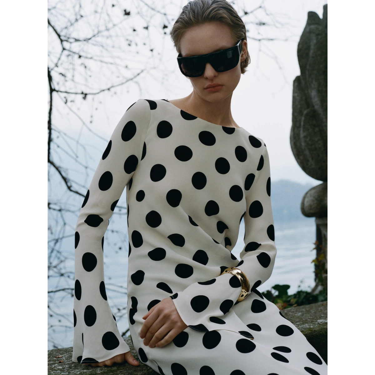Flared Sleeve Polka Dot Dress, €79.99