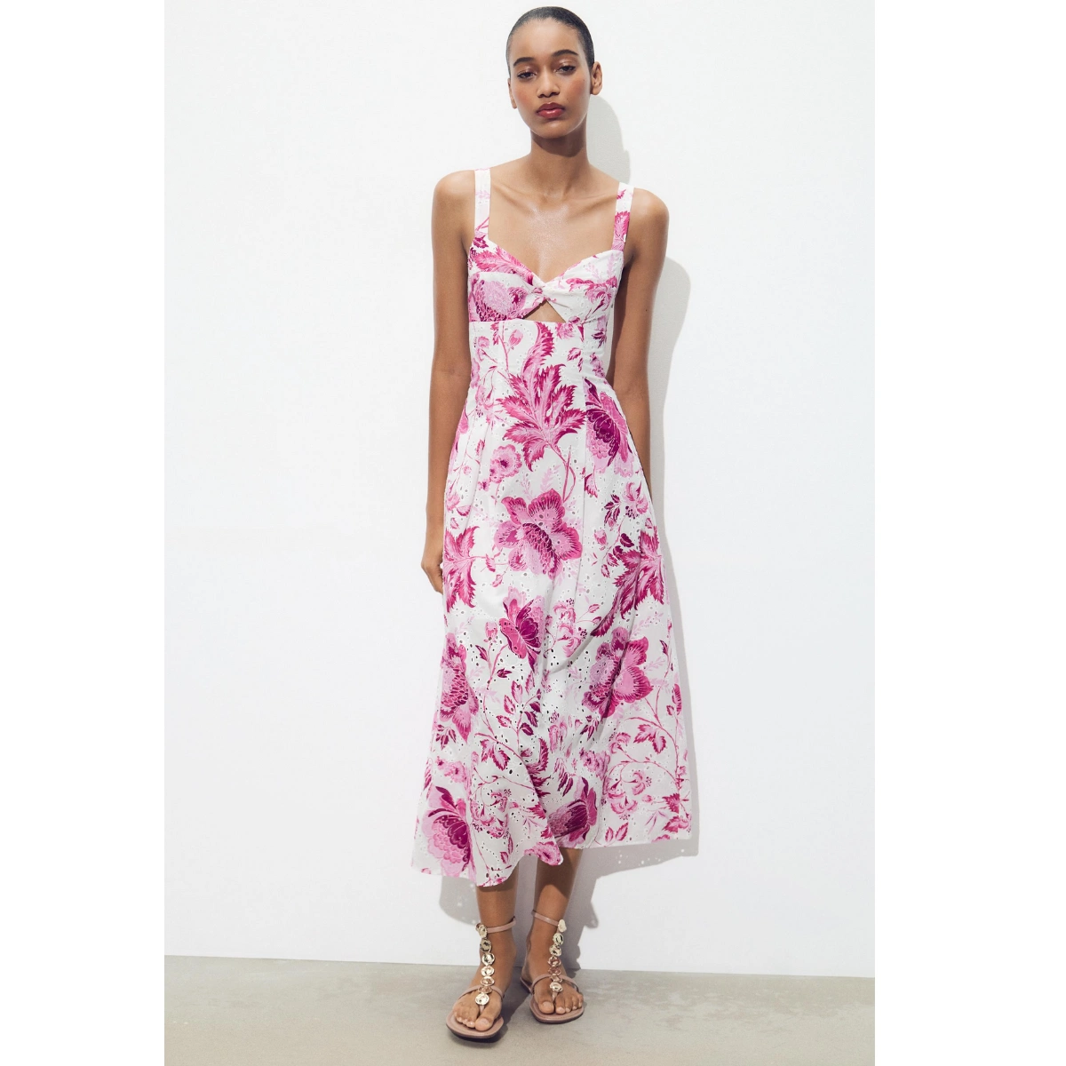 Zara Printed Dress With Cutwork Embroidery, €55.95 