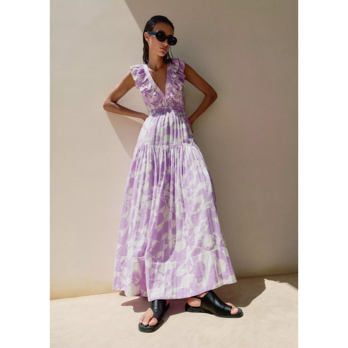 Me+Em Cheesecloth Tulip Print Full-Length Dress, €?310