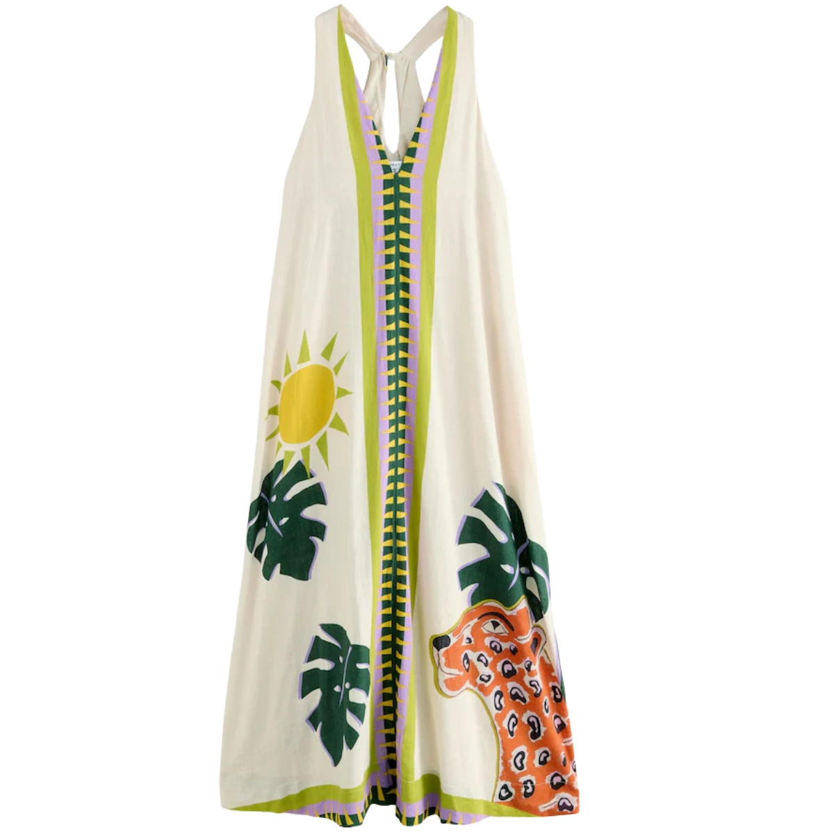 Next Tropical Leopard Placement Print Halterneck Maxi Dress With Linen, €62.50