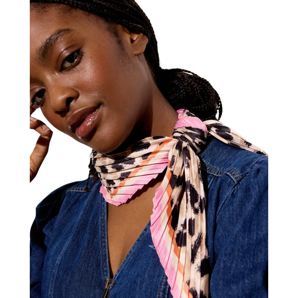 Oliver Bonas Leopard Print Pleated Square Scarf, €26.50