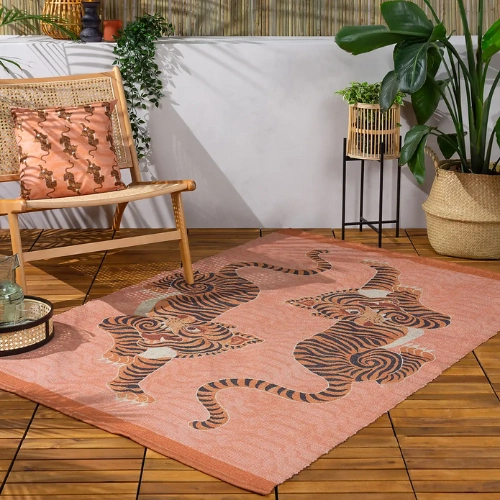 Dunelm Furn Tibetan Tiger Coral Washable Indoor Outdoor Rug, €46