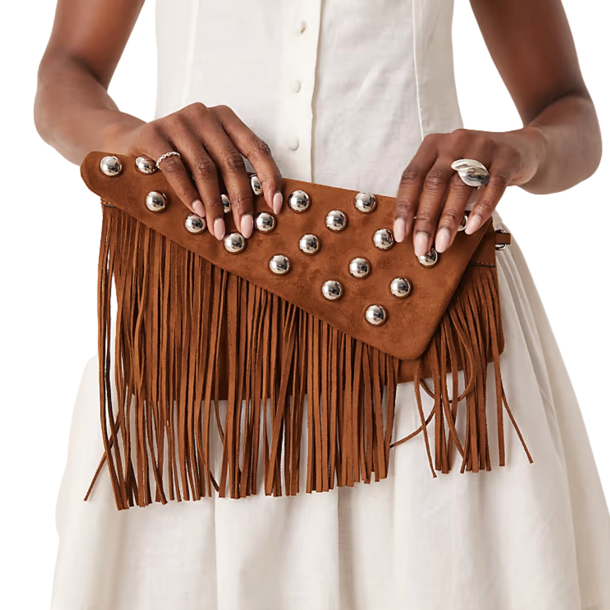Asos Faux Suede Tassel Clutch, €36.99