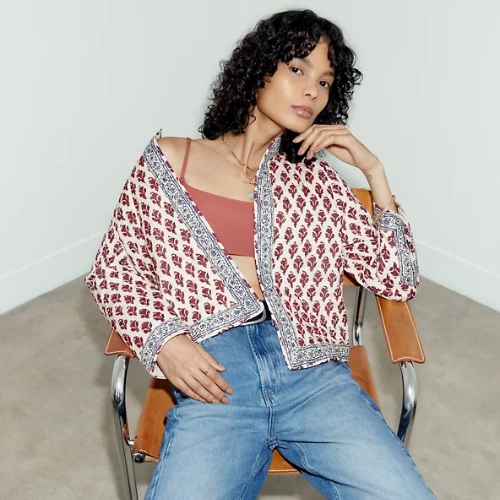 Pure Cotton Printed Quilted Jacket, €88