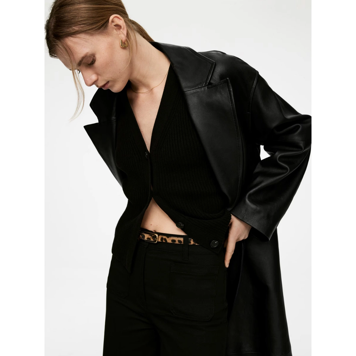 Leo-Print Leather Belt, €59