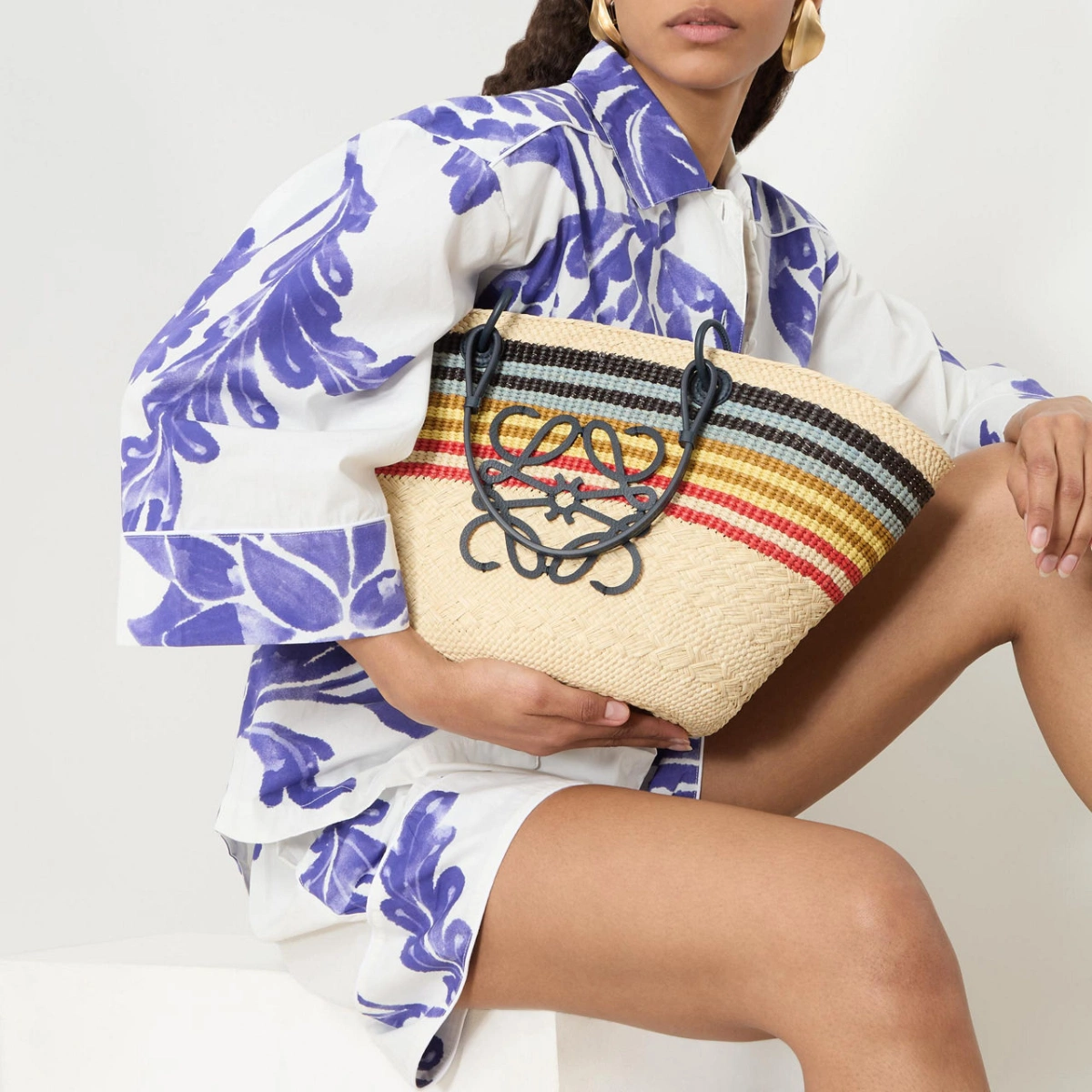 Loewe Paula's Ibiza Anagram Stripes Medium Tote Bag, €950 