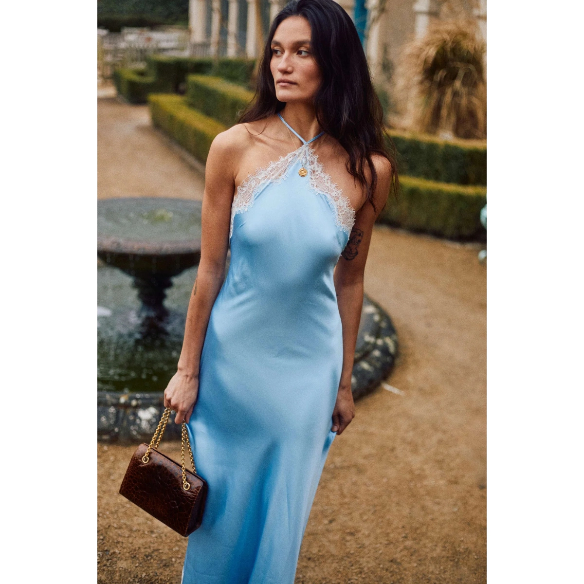 RIXO Harlan Satin Midi Dress, €255