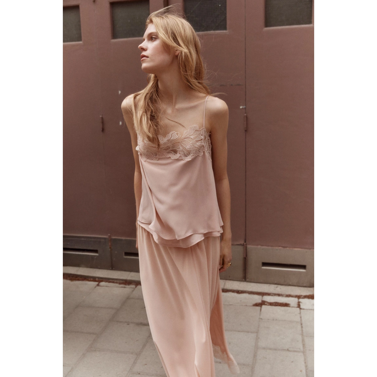 H&M Lace Detail Chiffon Skirt, €39.99