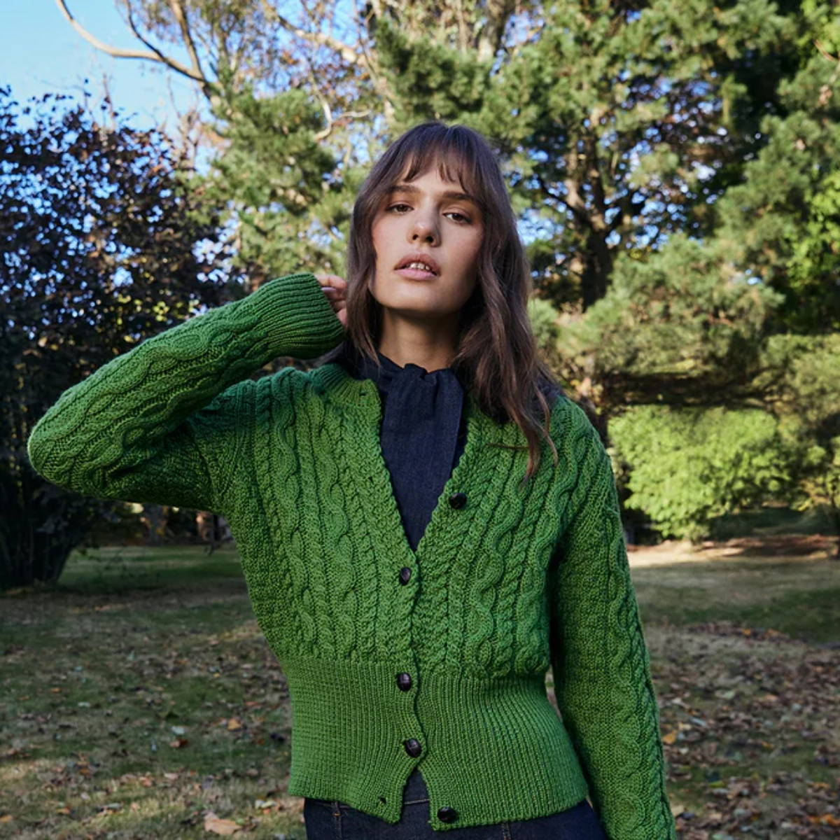 IrelandsEye Knitwear The 'Elva' Cropped Cardigan Moss, €129.95