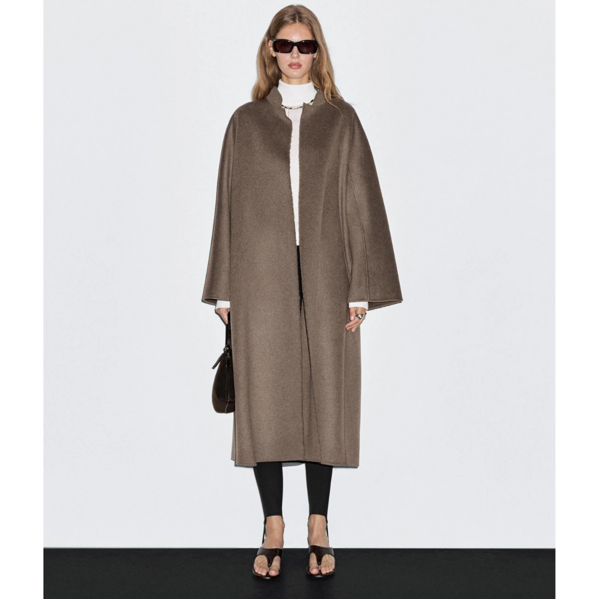 Massimo Dutti Long Open Wool Blend Coat, €349