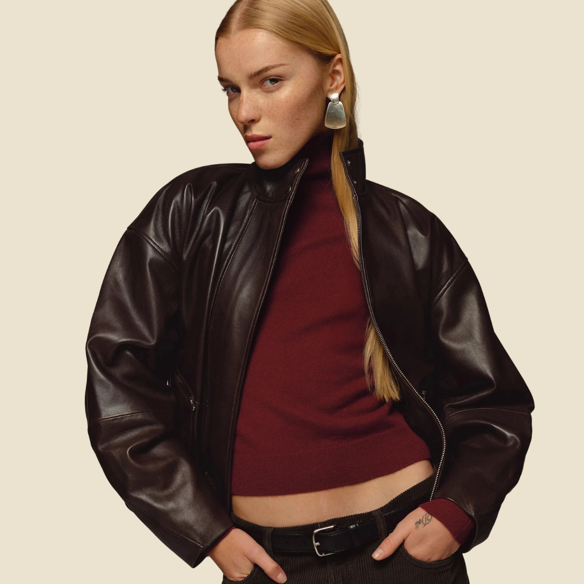 Reformation Veda Harrison Leather Oversized Bomber, €748