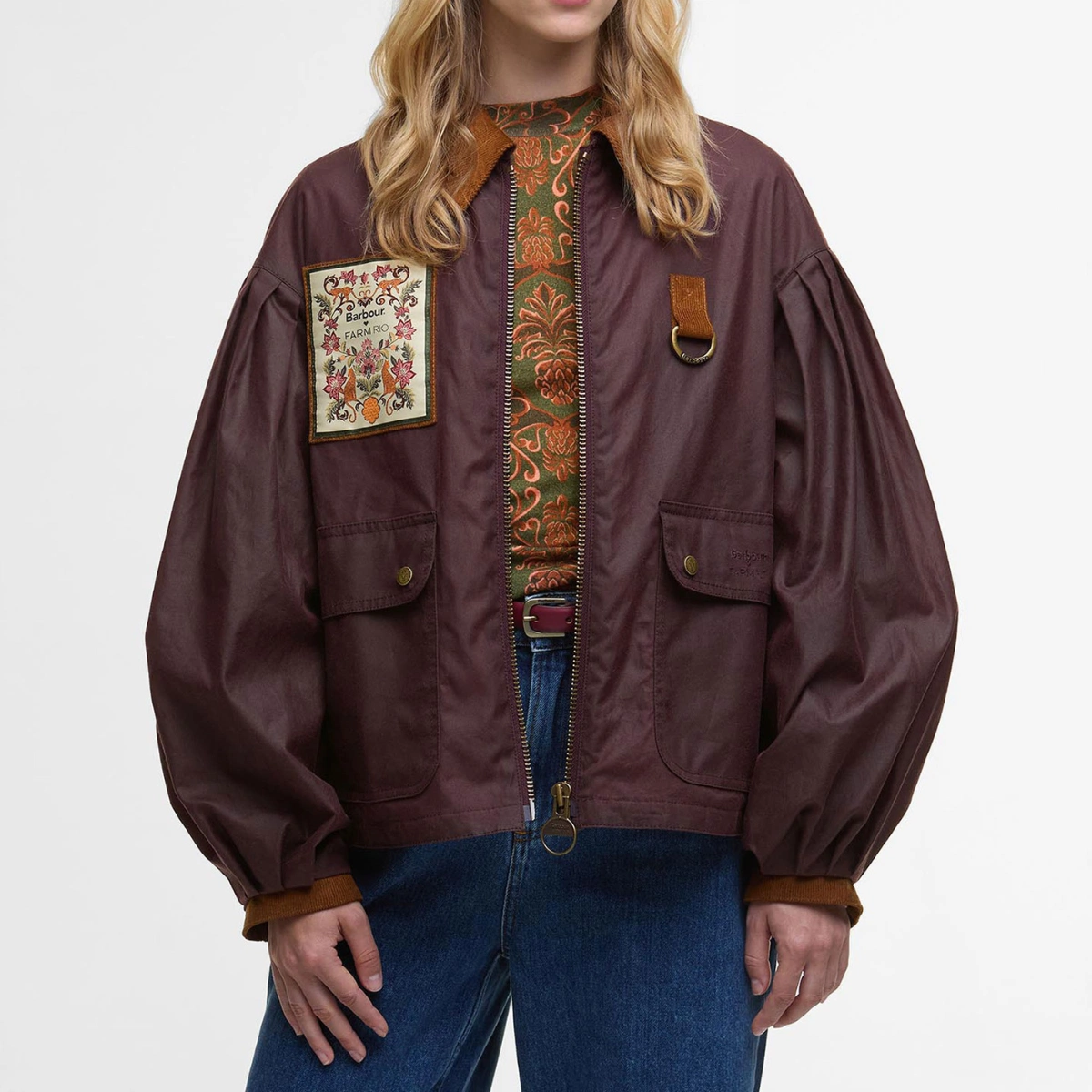 Barbour X Farm Rio Thais Waxed Jacket, €500