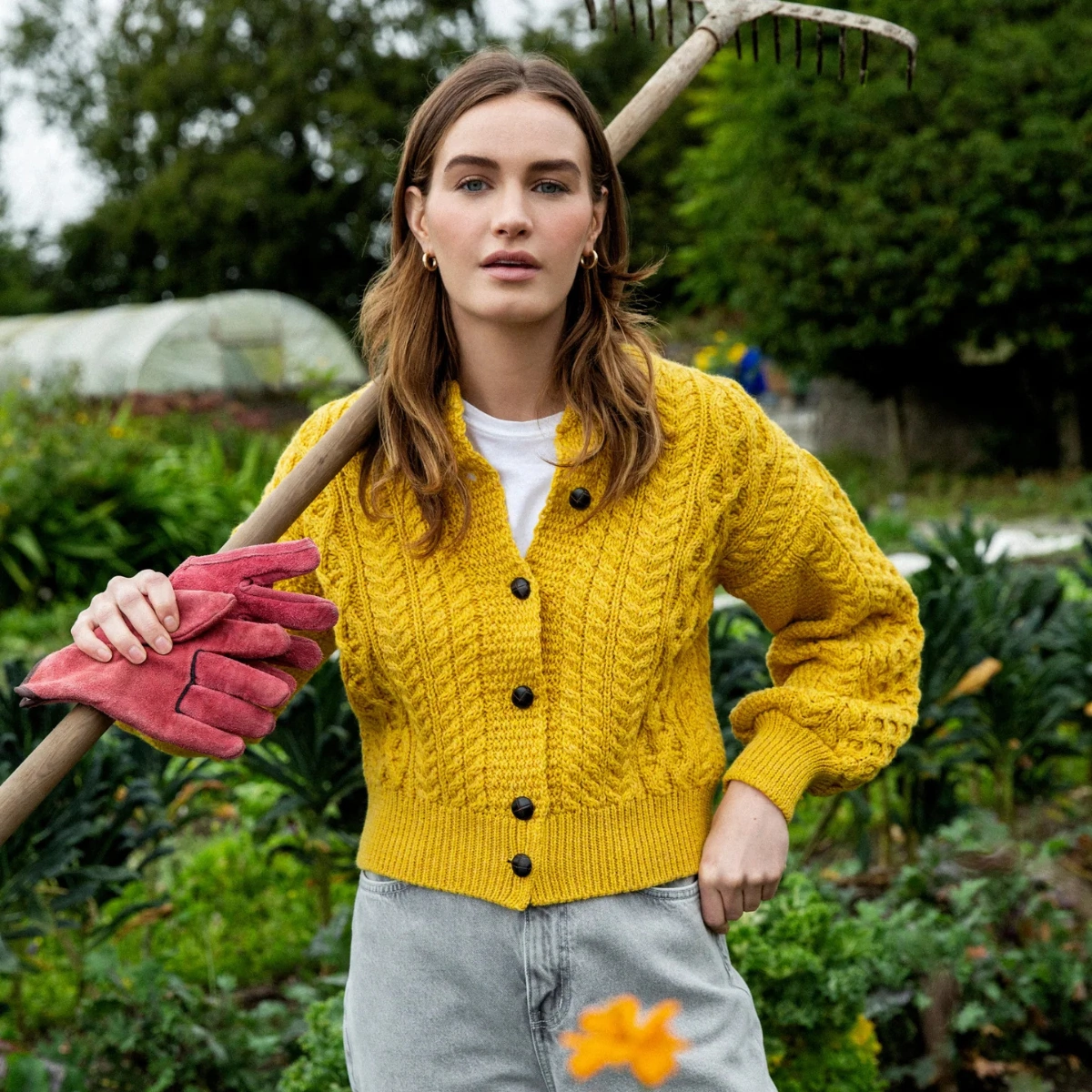 IrelandsEye Clover Cropped Aran Cardigan, €129.95