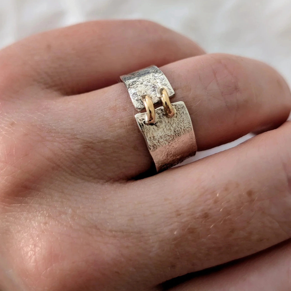 Ciara Egan Texured Sterling Silver Ring with Gold Joins, €160
