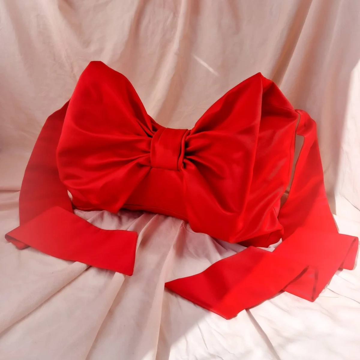 August Night Crossbody Bow In Scarlet Satin, €295