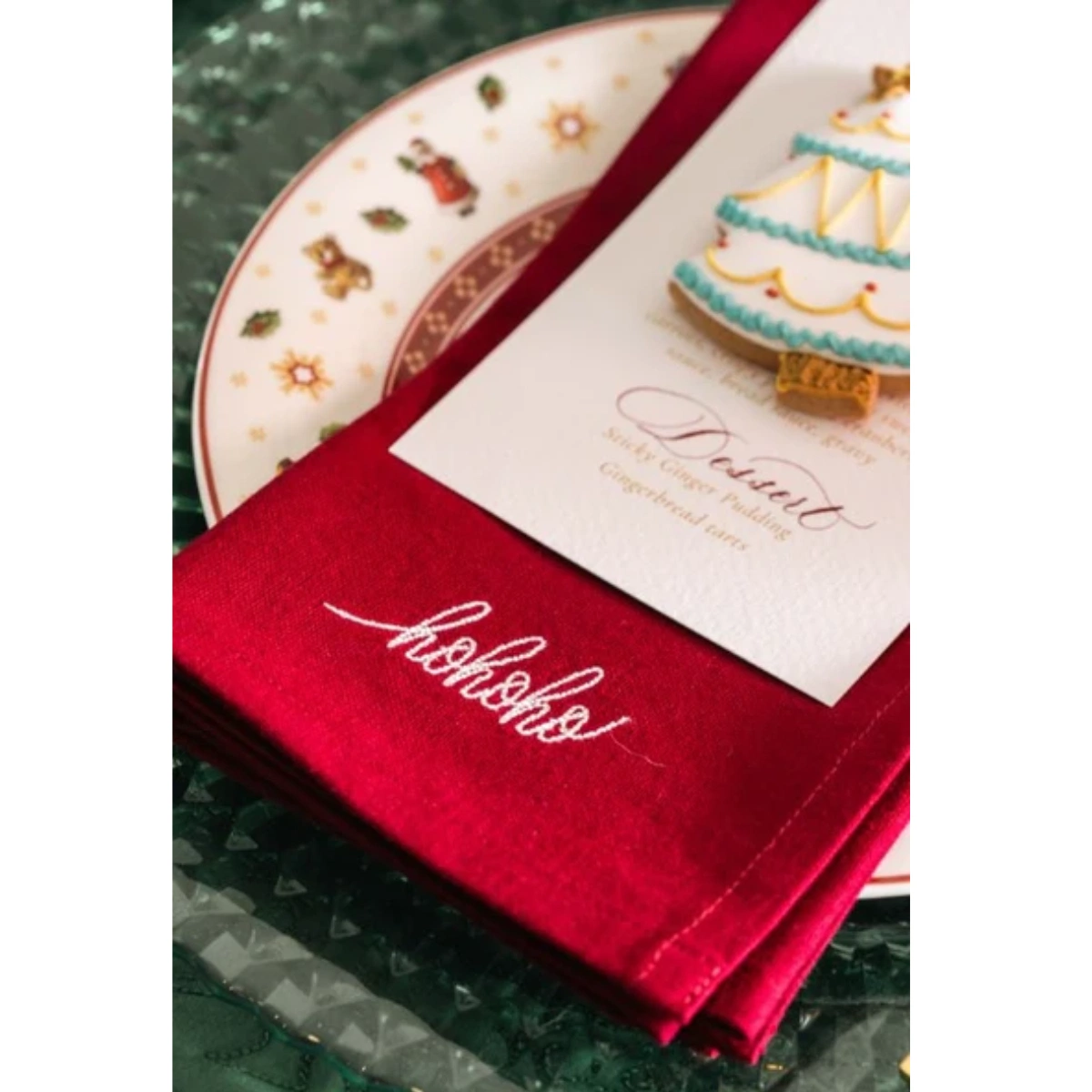The Designed Table Embroidered Christmas Cotton Napkins Set of Four, €72