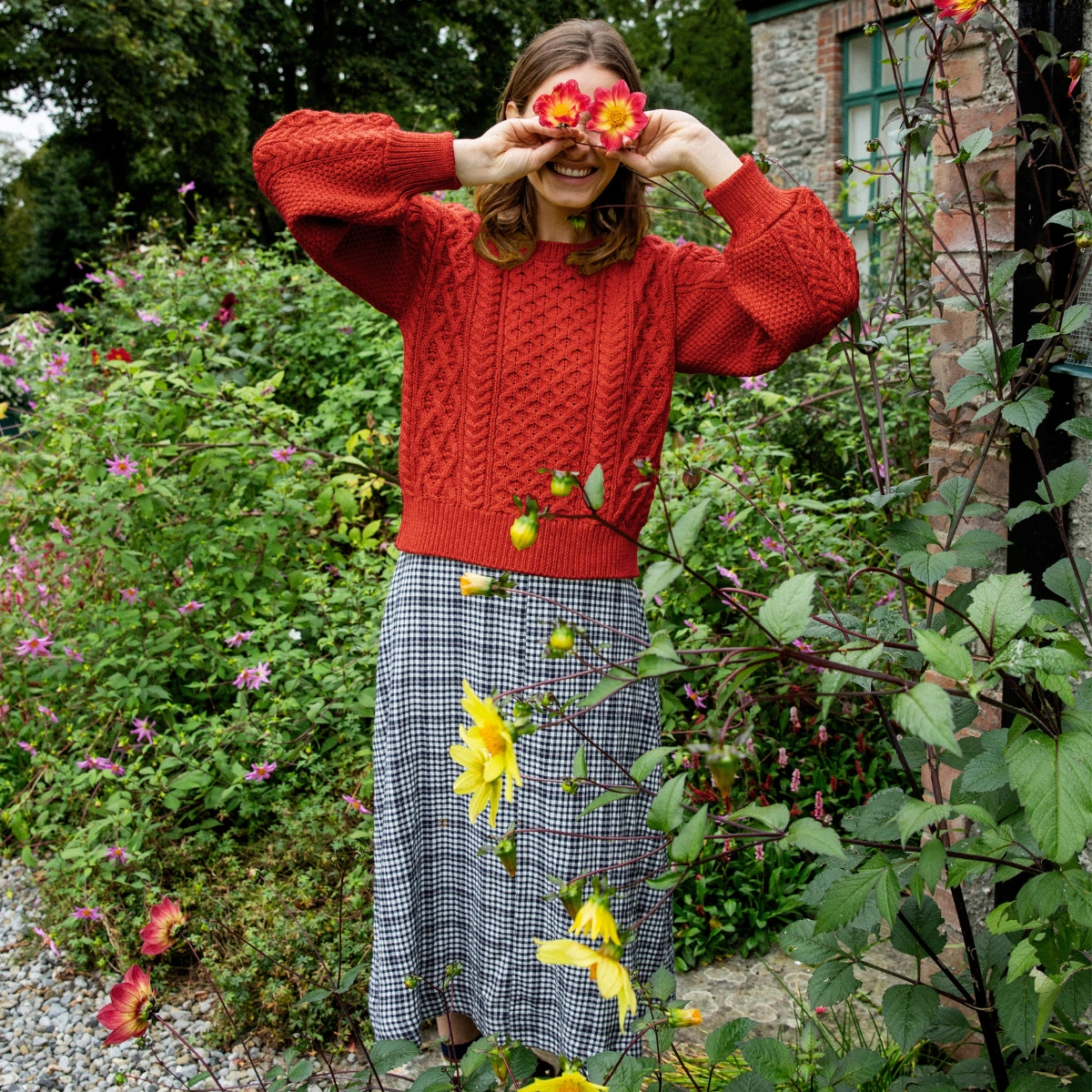 Ireland's Eye Honeysuckle Cropped Aran Sweater Orange Marl, €109.95