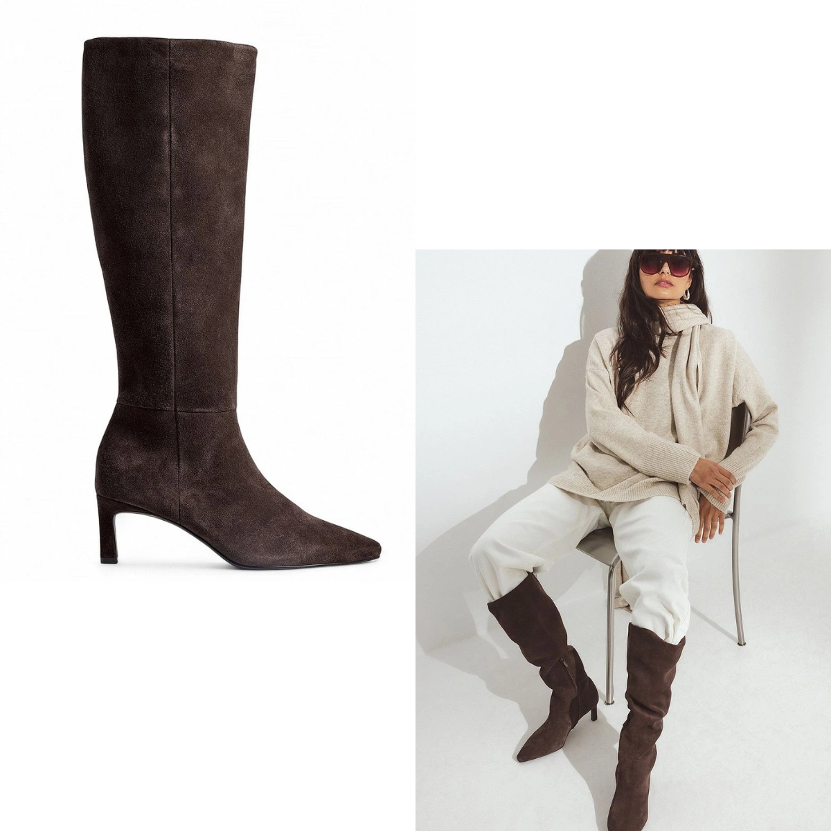 NA-KD Suede Knee High Boots, €159.95