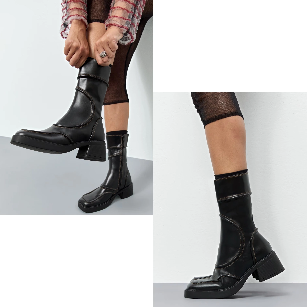 Miista Malene Black Brown Brush-Off Leather Boots, €300