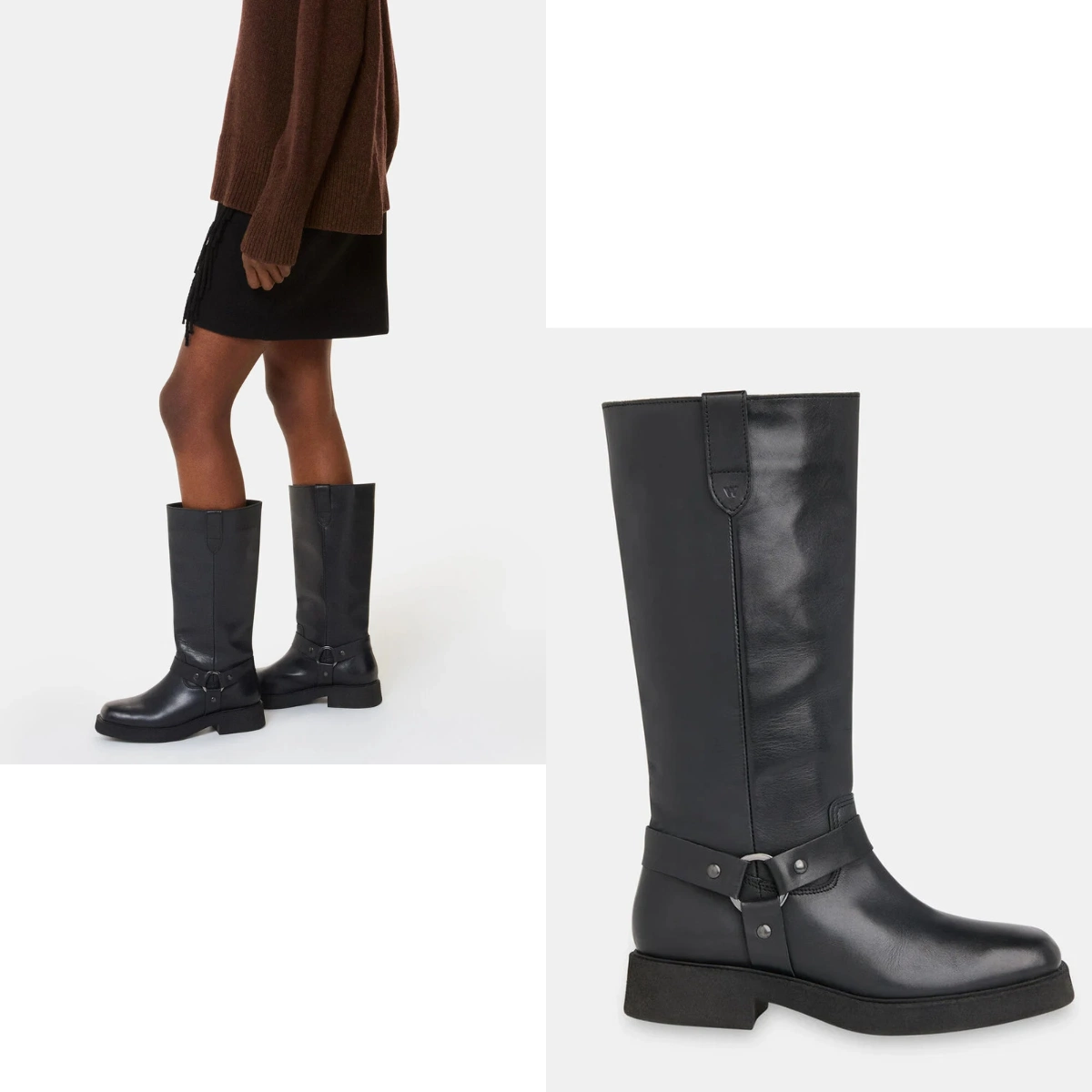 Whistles Black Matteo Knee High Biker Boot, €335