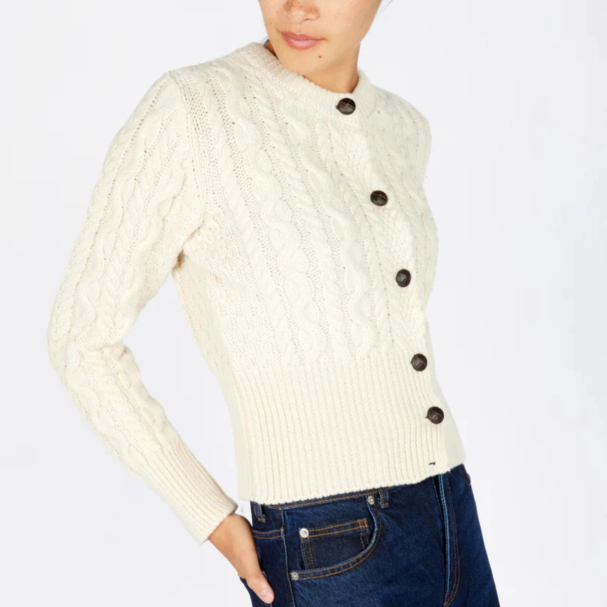 IrelandsEye The 'Elva' Cropped Cardigan Natural, €129.95