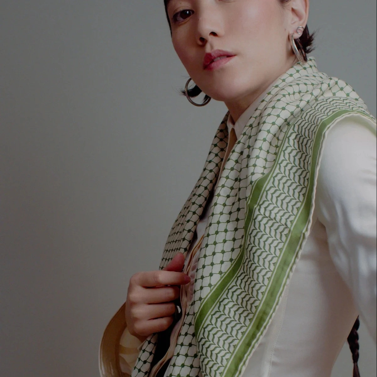 Sarah Musa Large Silk Cotton Palestine Kefiyyah Scarf, €69.95