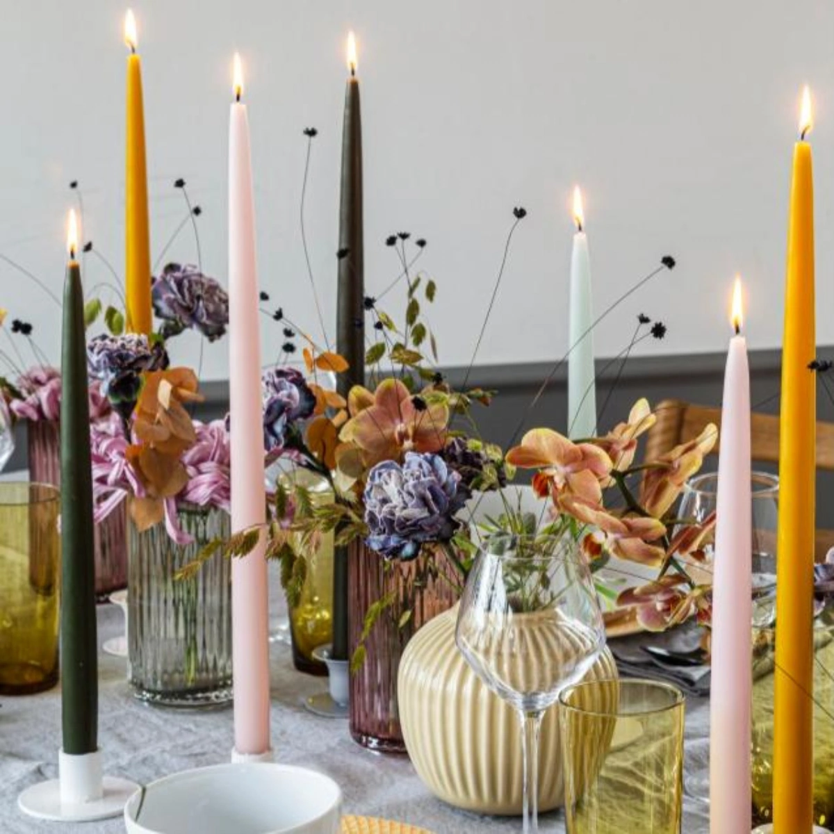 Unbound Hand Dipped and Dyed Dinner Candles, €5.99