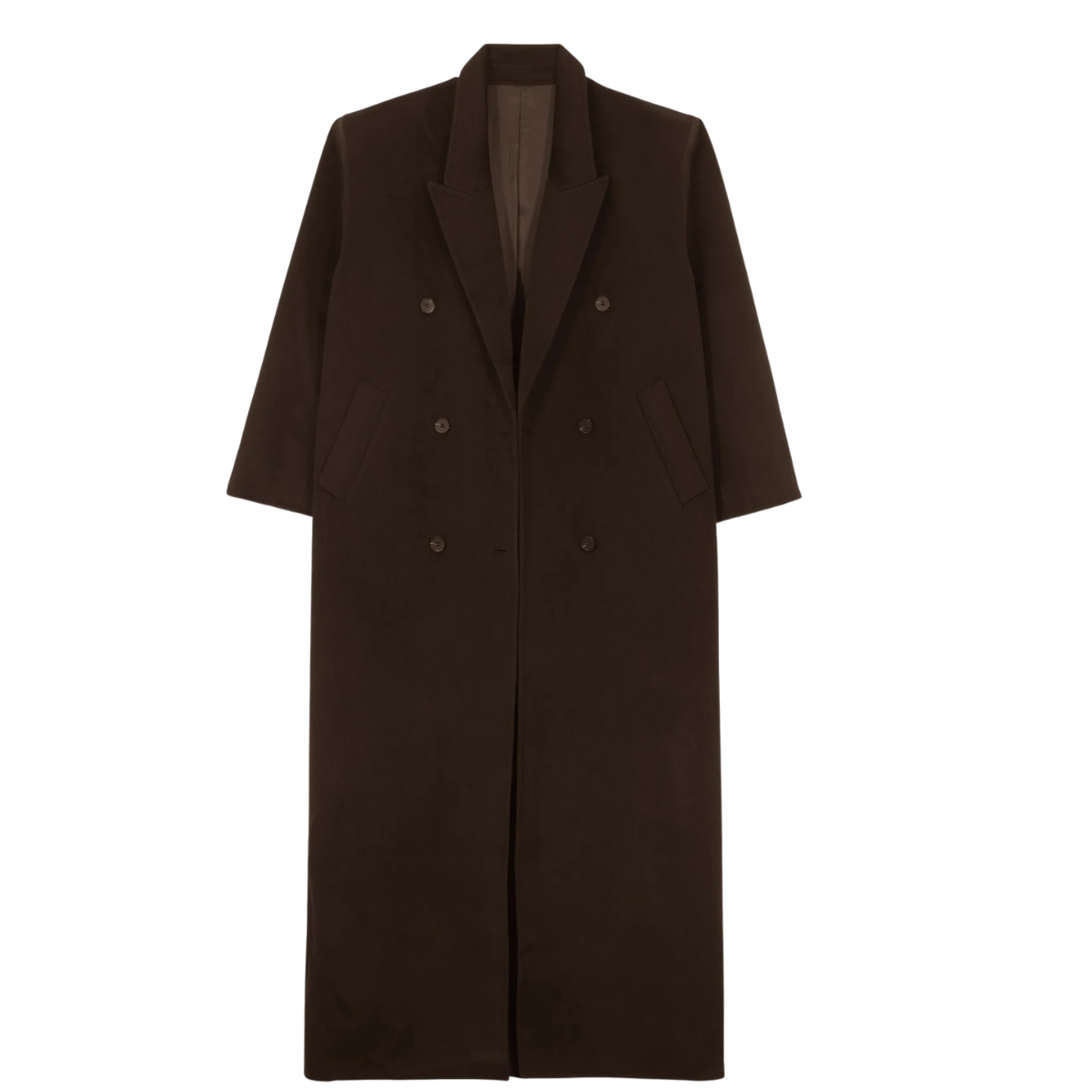 The Frankie Shop Gaia Double Breasted Coat in Dark Brown, €495