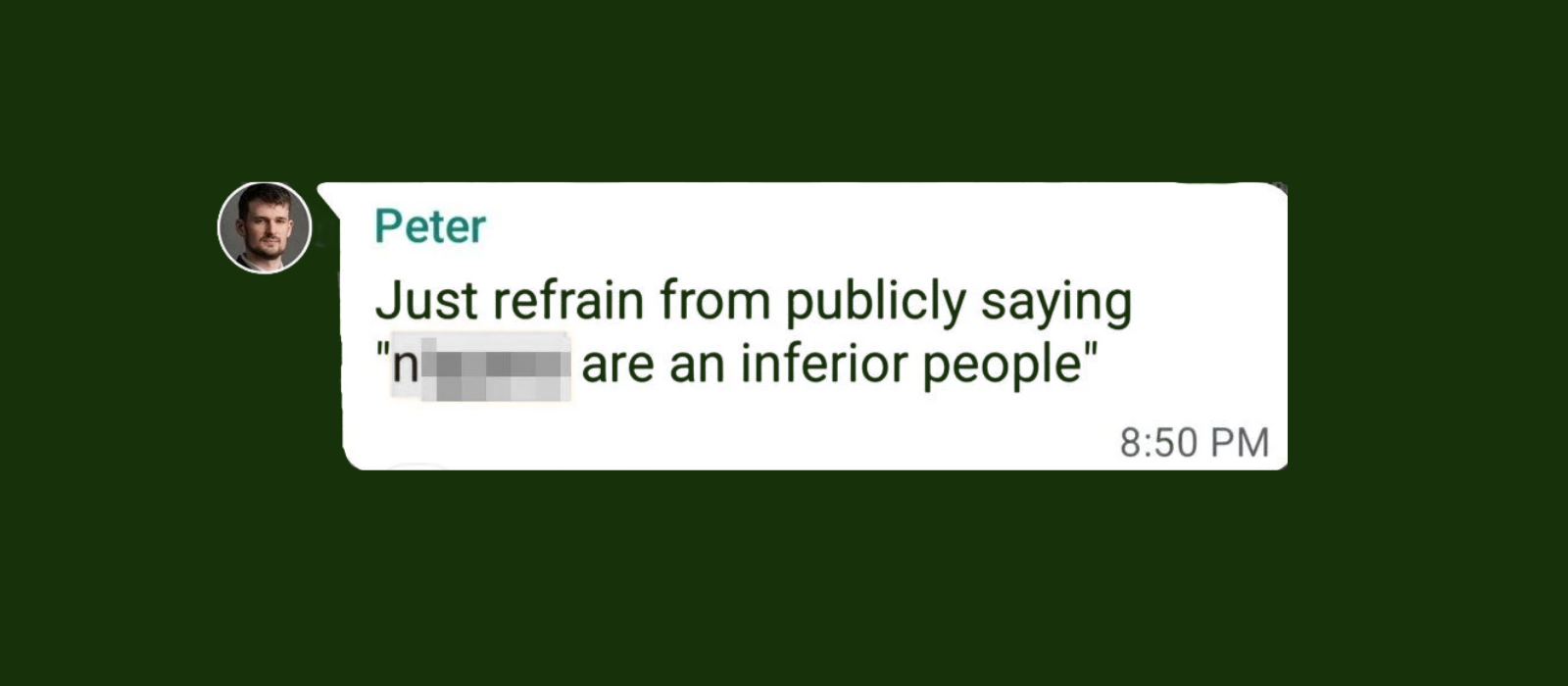 racist WhatsApp group chats