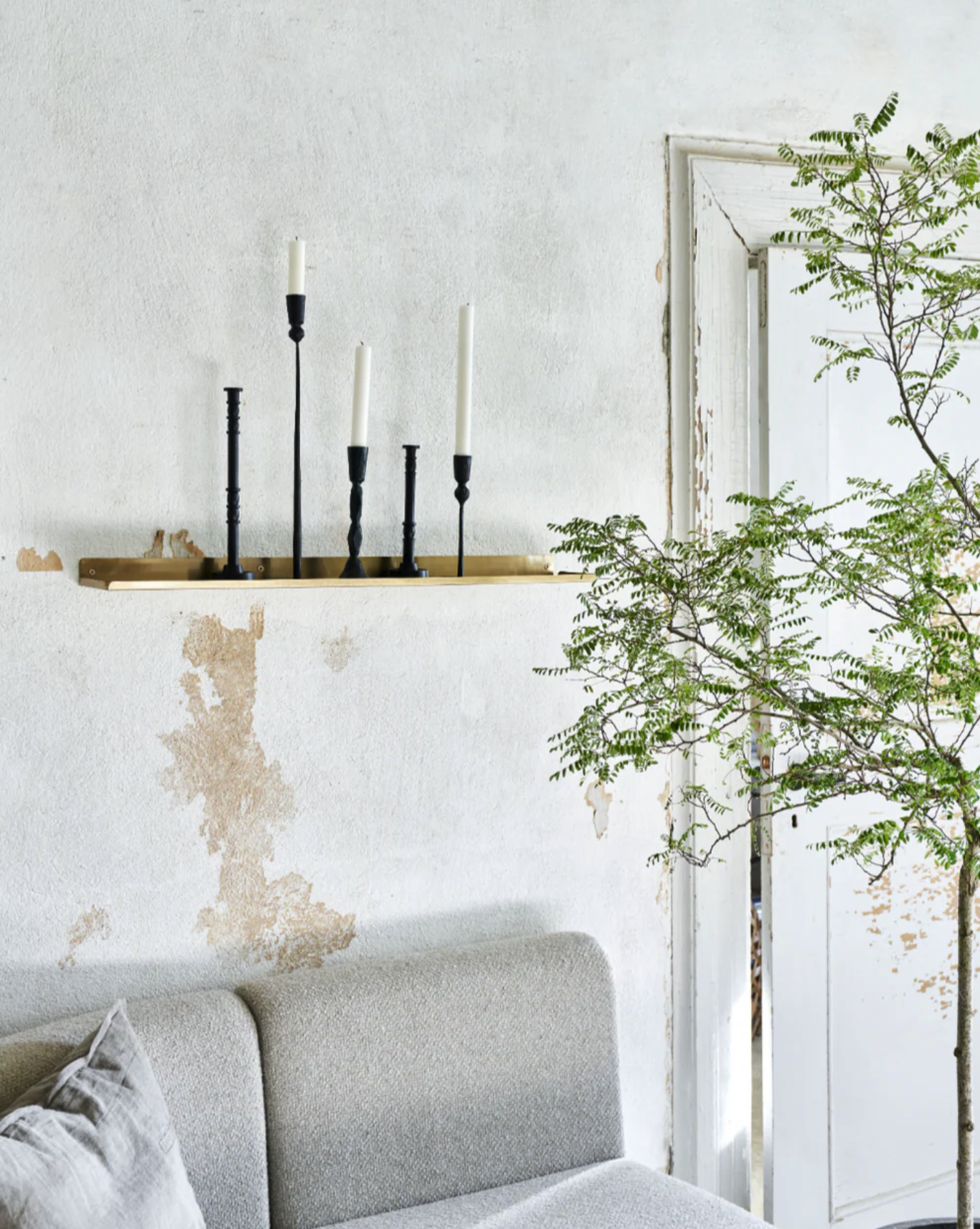 Brass slimline ledge shelf, €47, April and the Bear