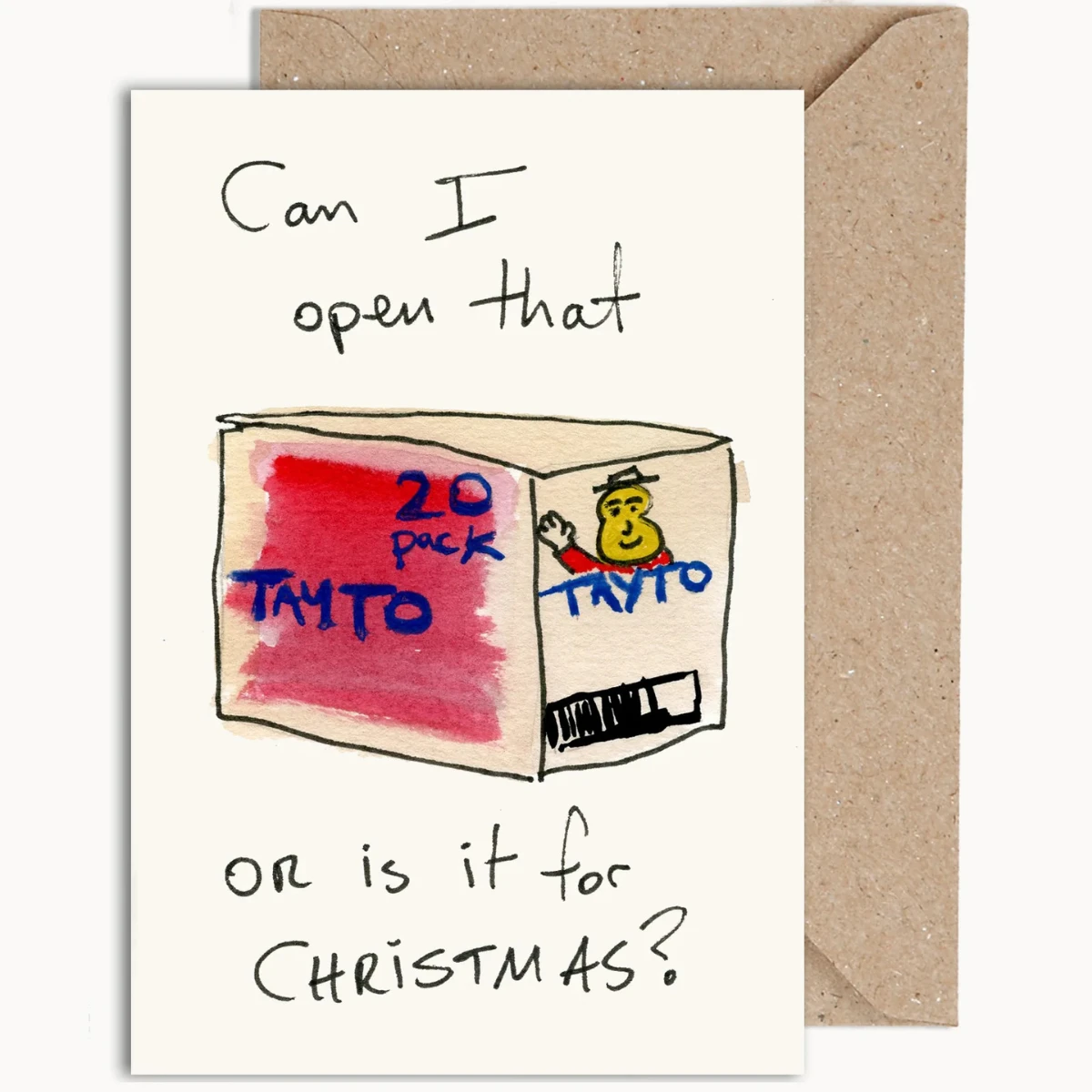Weird Watercolours Can I Open That Or Is It For Christmas? Card, €3.90