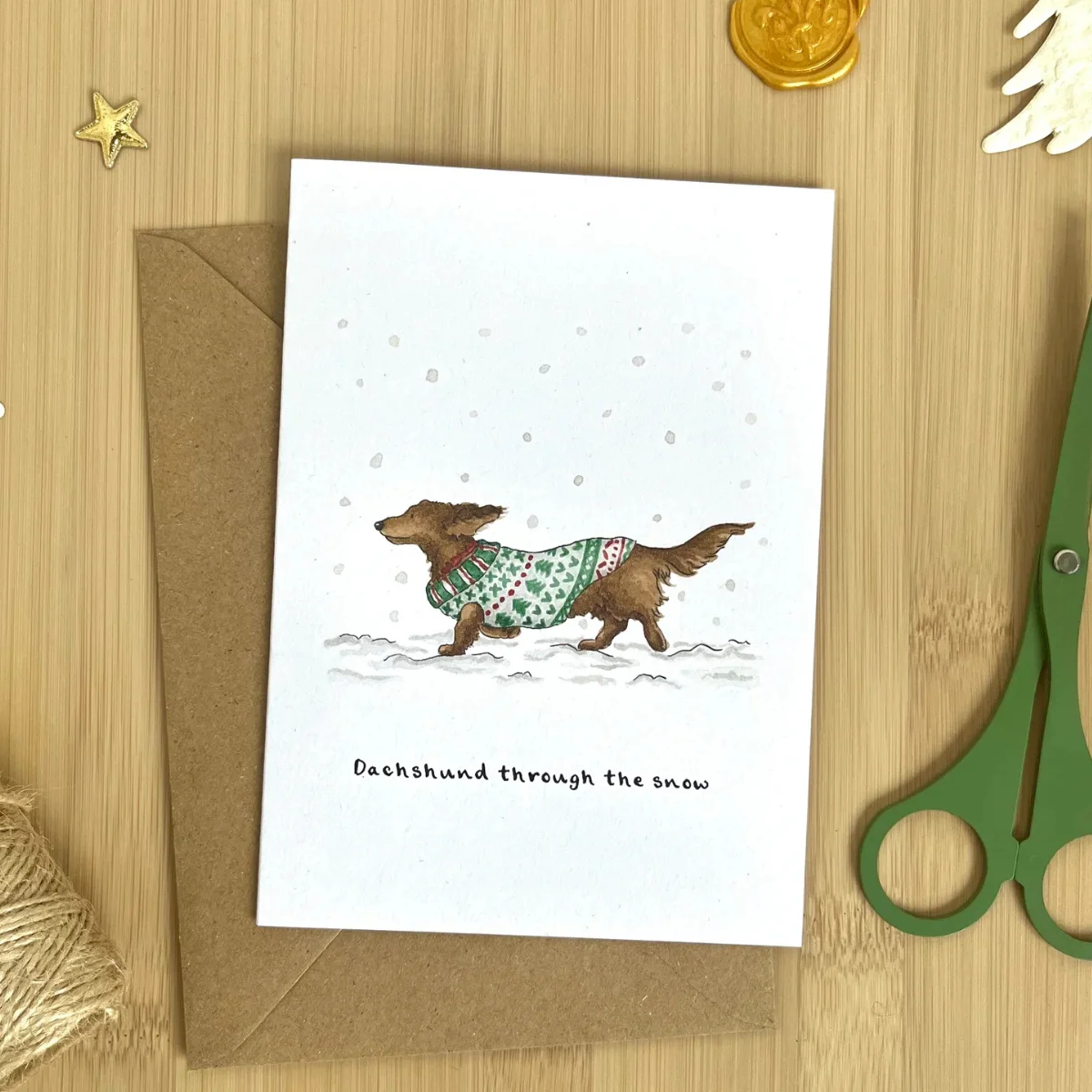 The Littlest Leneghan Dachshund Through the Snow Card, €5