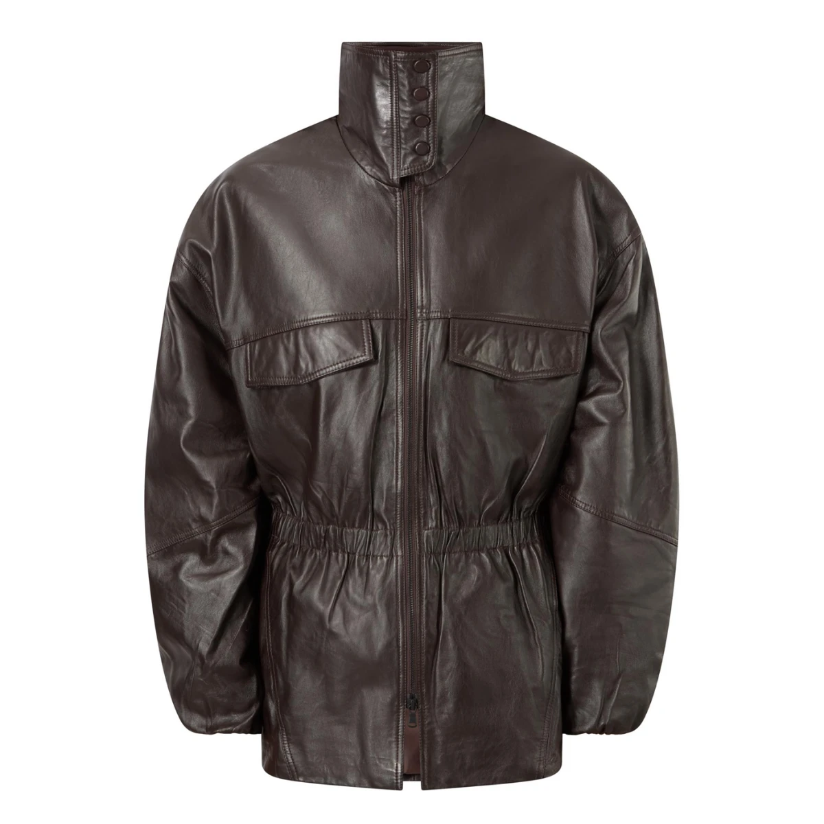 The Frankie Shop Carnaby Funnel Neck Leather Jacket, €630