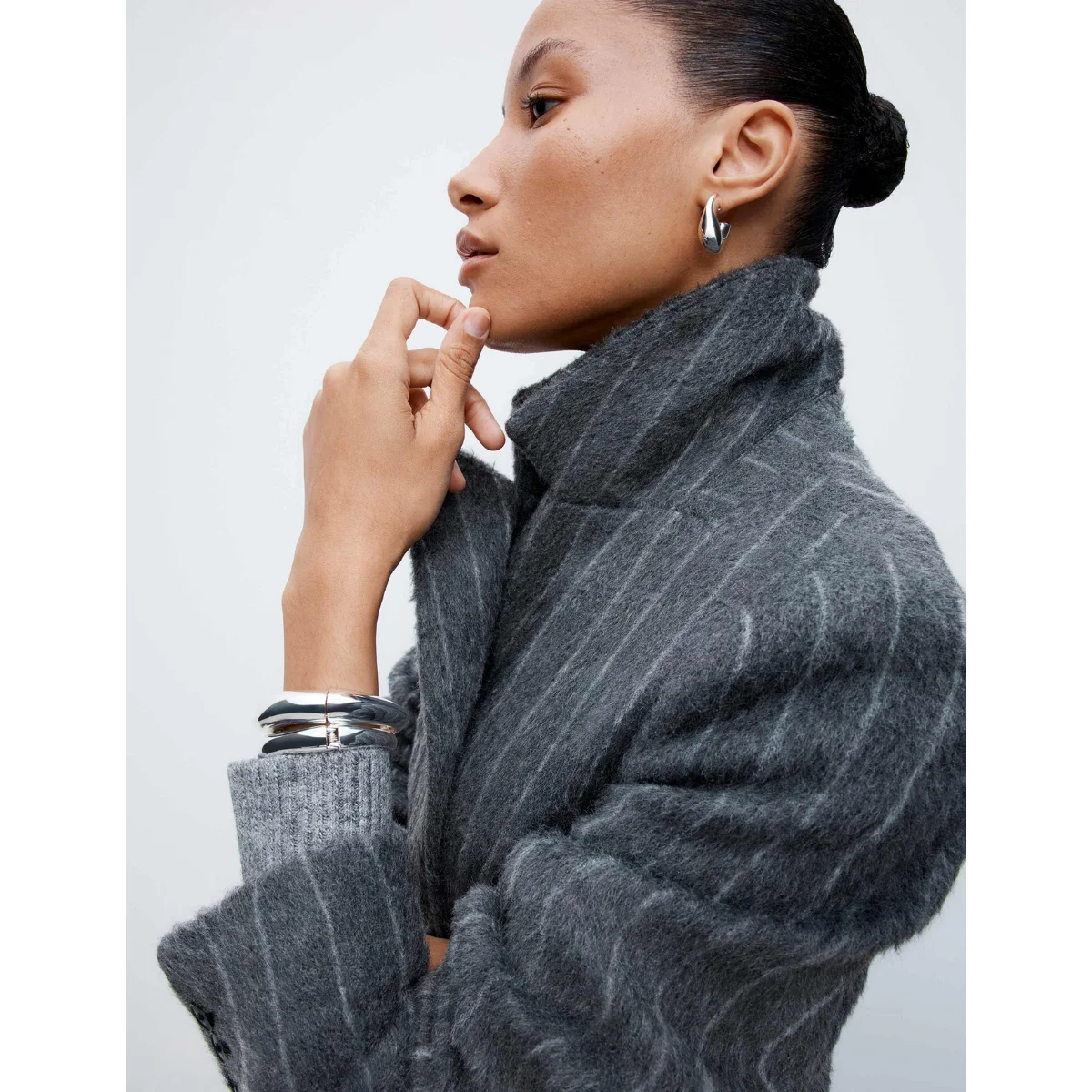 Marks & Spencer Brushed Pinstripe Double Breasted Longline Coat, €125