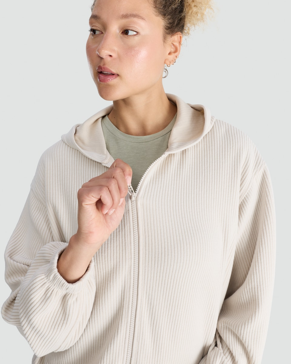 F&F Active Ribbed Zip Up Hoodie in Neutral, €26