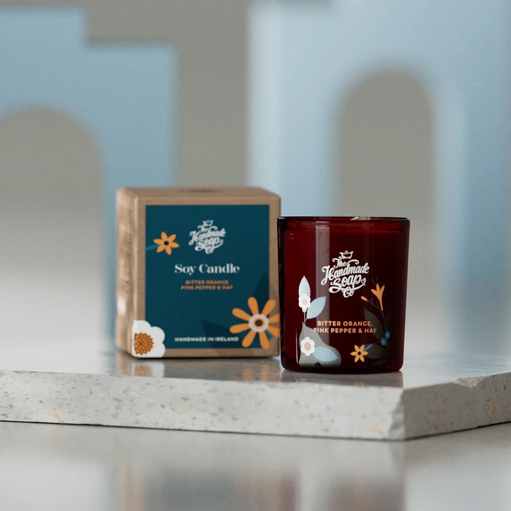 Scented Soy Candle in Bitter Orange, Pink Pepper & Hay, €25