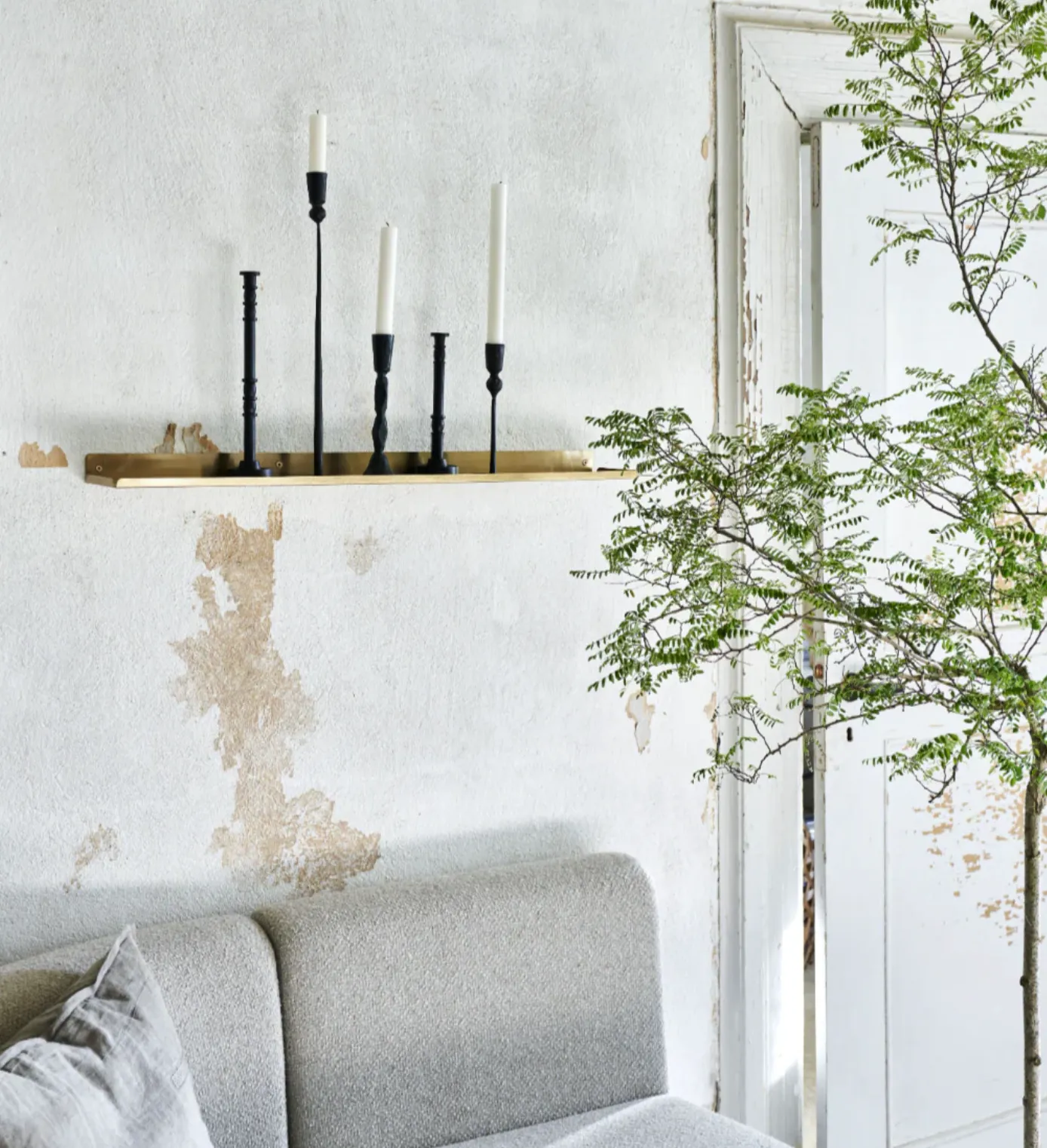 Brass Slimline Ledge Shelf, €47, April and the Bear