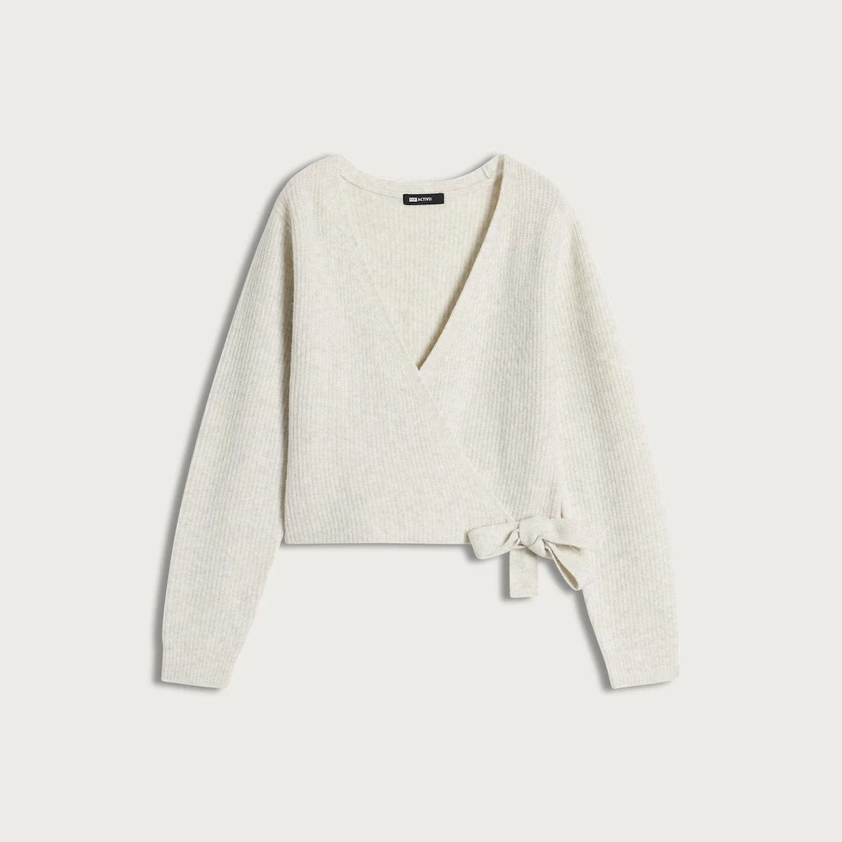 F&F Active AFTERCLASS Ribbed Wrap Front Cardigan with Wool in Cream, €29